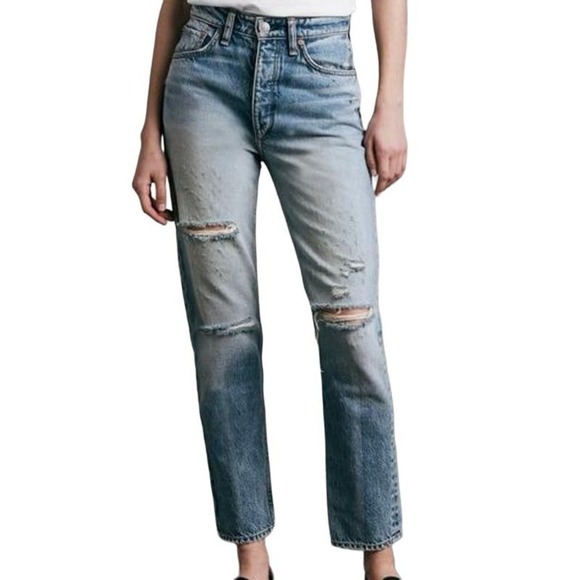 RAG & BONE NINA HIGH-RISE DISTRESSED ANKLE CIGARETTE JEANS NWT WOMEN'S SIZE 26 - Picture 1 of 16